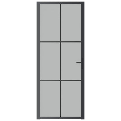 Innentür 83x201,5 cm Schwarz Mattglas und Aluminium