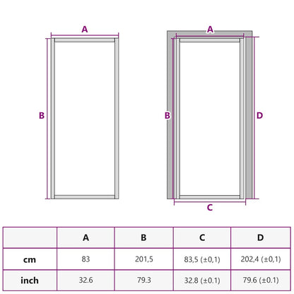 Innentür 83x201,5 cm Schwarz Mattglas und Aluminium