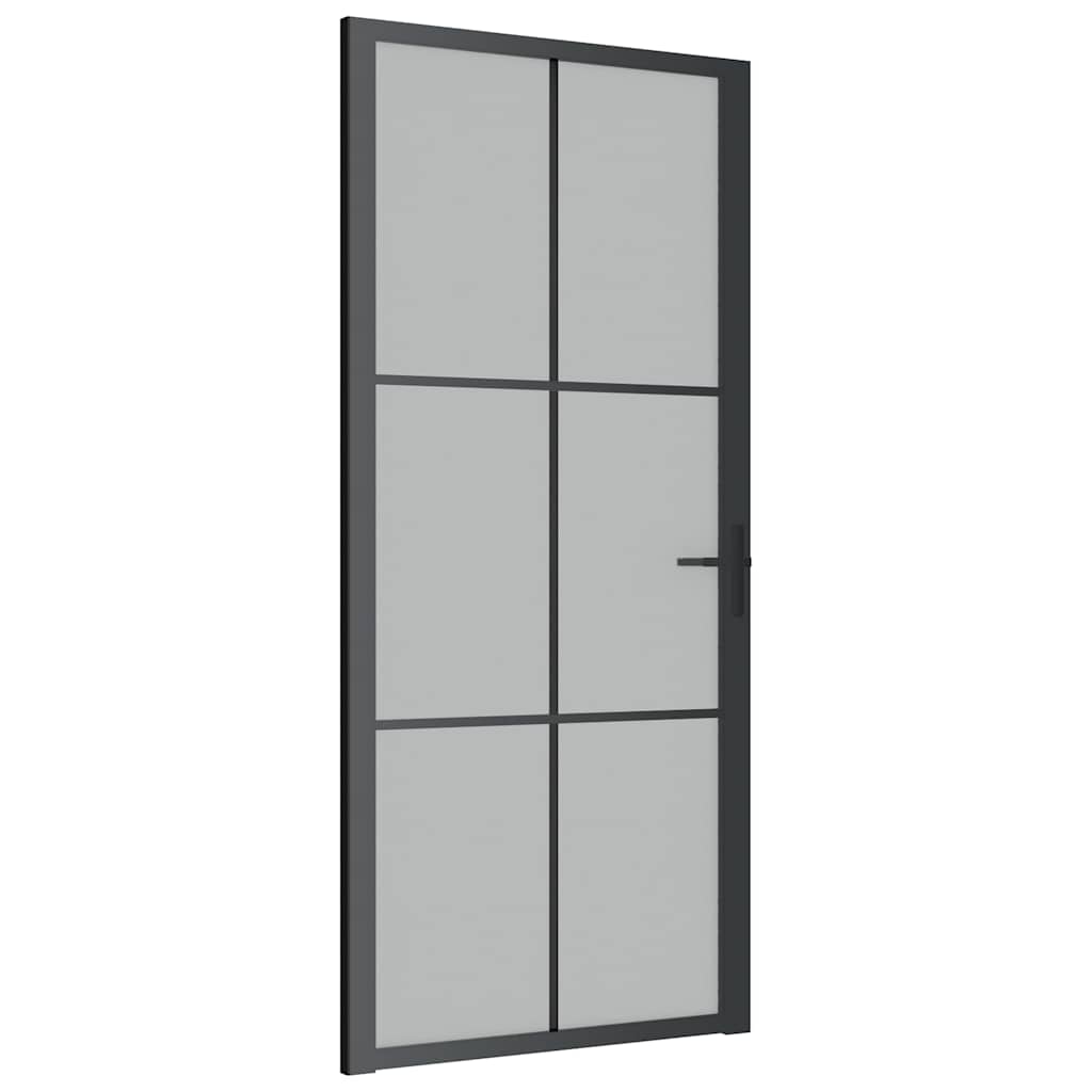 Innentür 93x201,5 cm Schwarz Mattglas und Aluminium