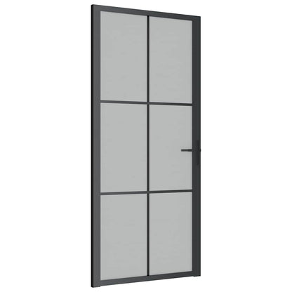 Innentür 93x201,5 cm Schwarz Mattglas und Aluminium