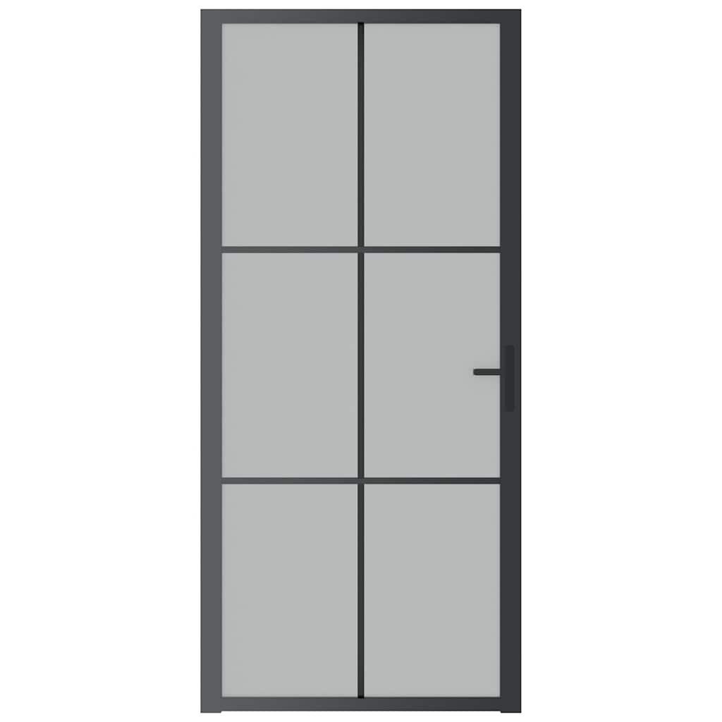 Innentür 93x201,5 cm Schwarz Mattglas und Aluminium