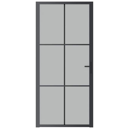 Innentür 93x201,5 cm Schwarz Mattglas und Aluminium