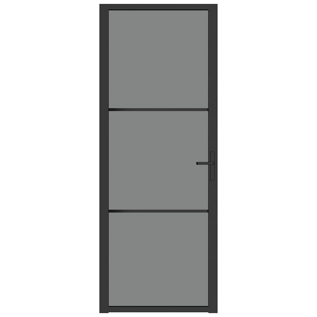 Innentür 76x201,5 cm Schwarz ESG-Glas und Aluminium