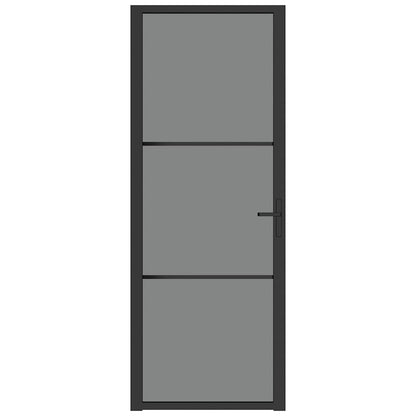 Innentür 76x201,5 cm Schwarz ESG-Glas und Aluminium