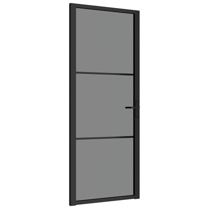 Innentür 83x201,5 cm Schwarz ESG-Glas und Aluminium