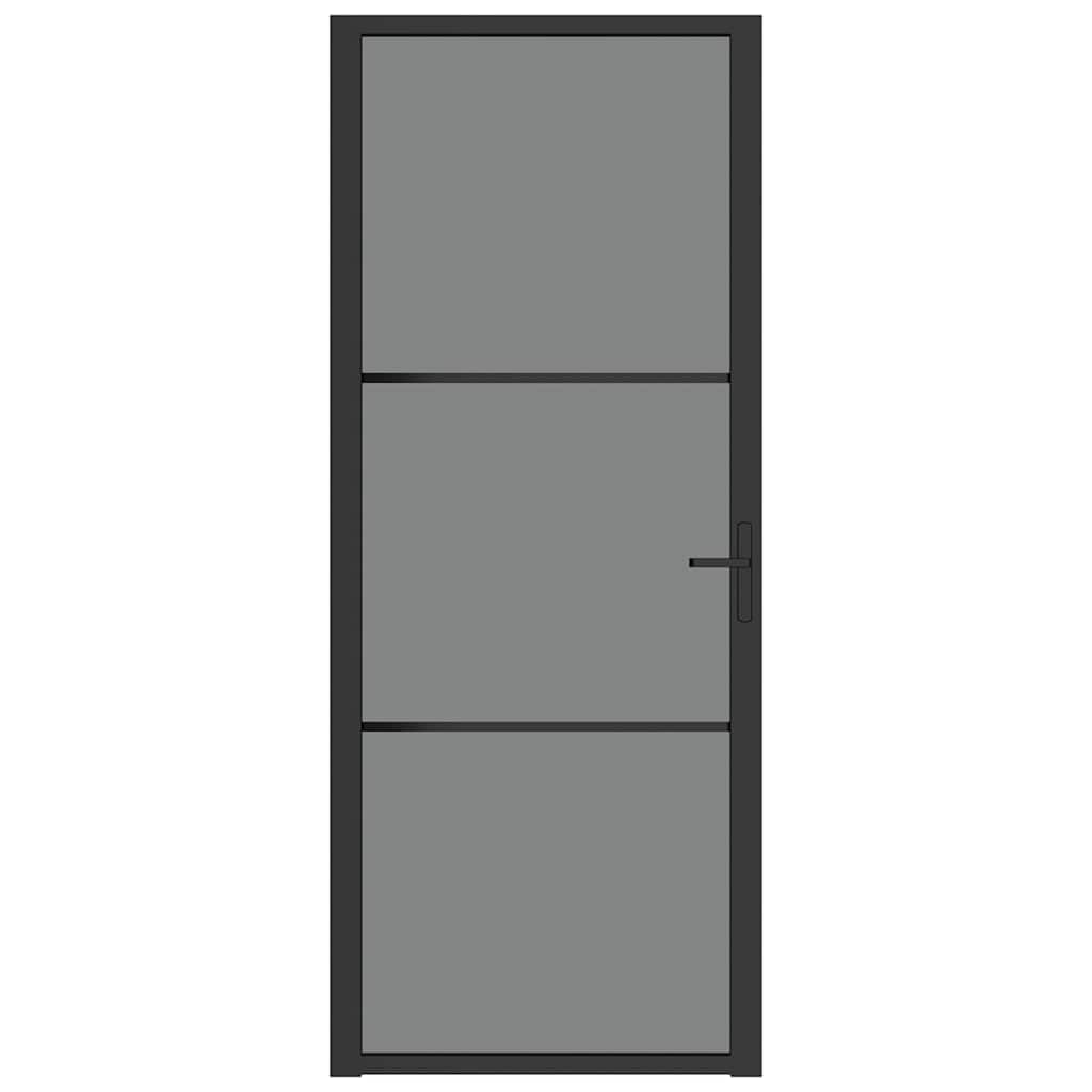 Innentür 83x201,5 cm Schwarz ESG-Glas und Aluminium