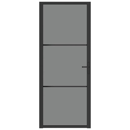 Innentür 83x201,5 cm Schwarz ESG-Glas und Aluminium