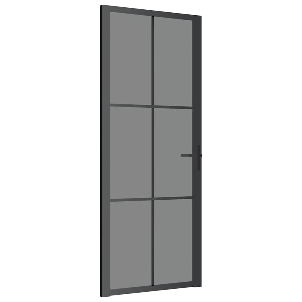 Innentür 83x201,5 cm Schwarz ESG-Glas und Aluminium