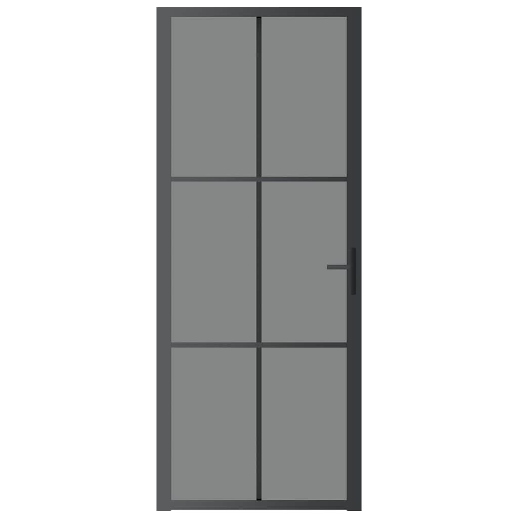 Innentür 83x201,5 cm Schwarz ESG-Glas und Aluminium