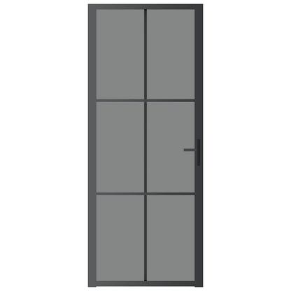 Innentür 83x201,5 cm Schwarz ESG-Glas und Aluminium