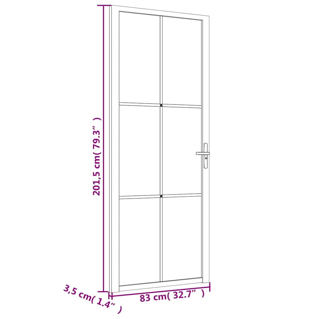 Innentür 83x201,5 cm Schwarz ESG-Glas und Aluminium