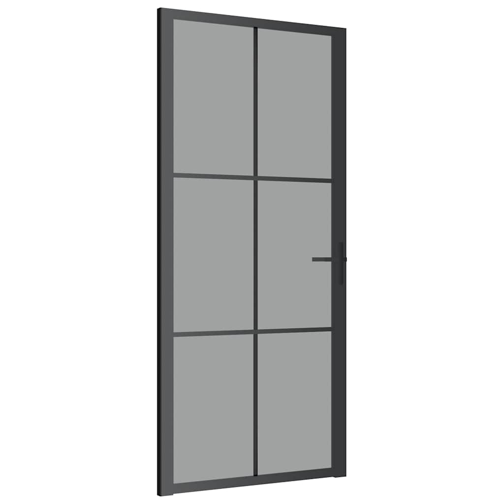 Innentür 93x201,5 cm Schwarz ESG-Glas und Aluminium