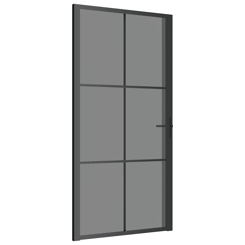 Innentür 102,5x201,5 cm Schwarz ESG-Glas und Aluminium