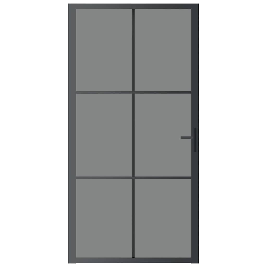 Innentür 102,5x201,5 cm Schwarz ESG-Glas und Aluminium