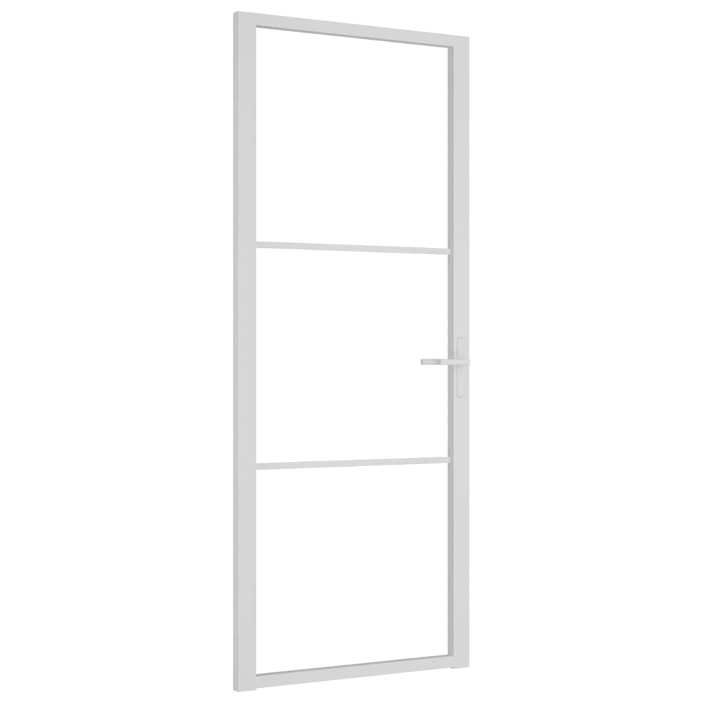 Innentür 83x201,5 cm Weiß ESG-Glas und Aluminium
