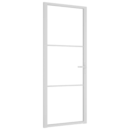 Innentür 83x201,5 cm Weiß ESG-Glas und Aluminium
