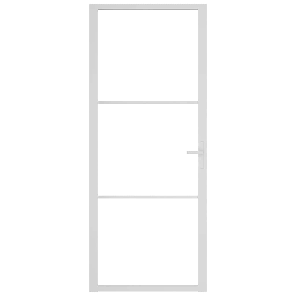 Innentür 83x201,5 cm Weiß ESG-Glas und Aluminium