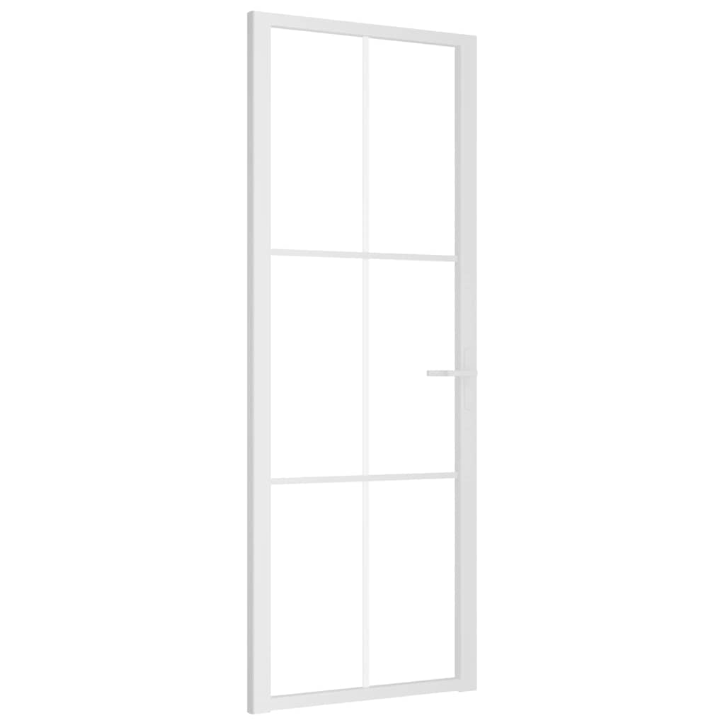 Innentür 76x201,5 cm Weiß ESG-Glas und Aluminium