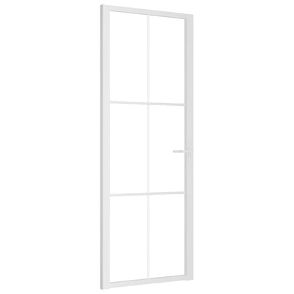 Innentür 76x201,5 cm Weiß ESG-Glas und Aluminium