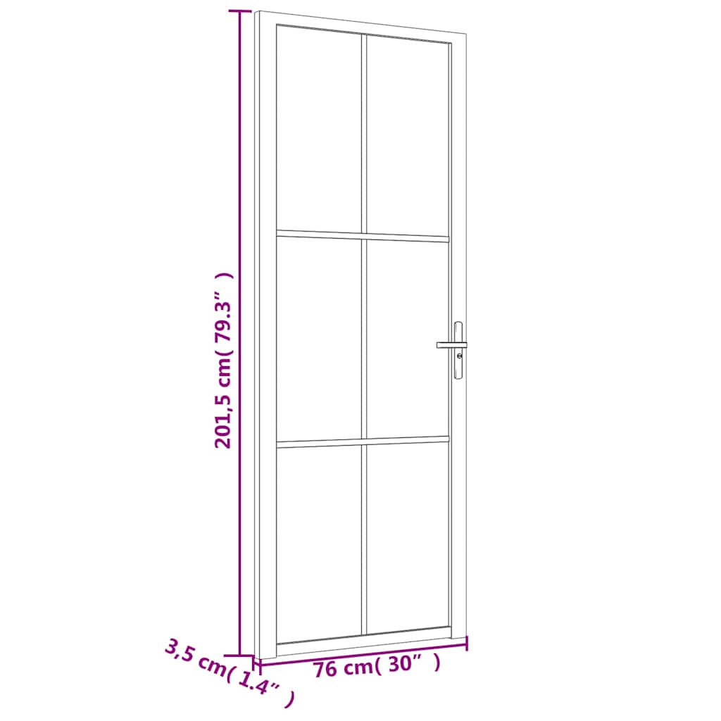 Innentür 76x201,5 cm Weiß ESG-Glas und Aluminium