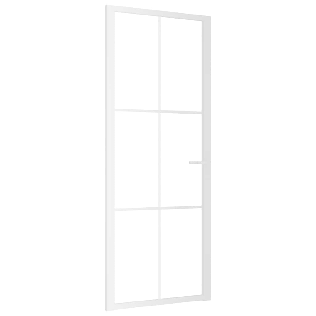 Innentür 83x201,5 cm Weiß ESG-Glas und Aluminium