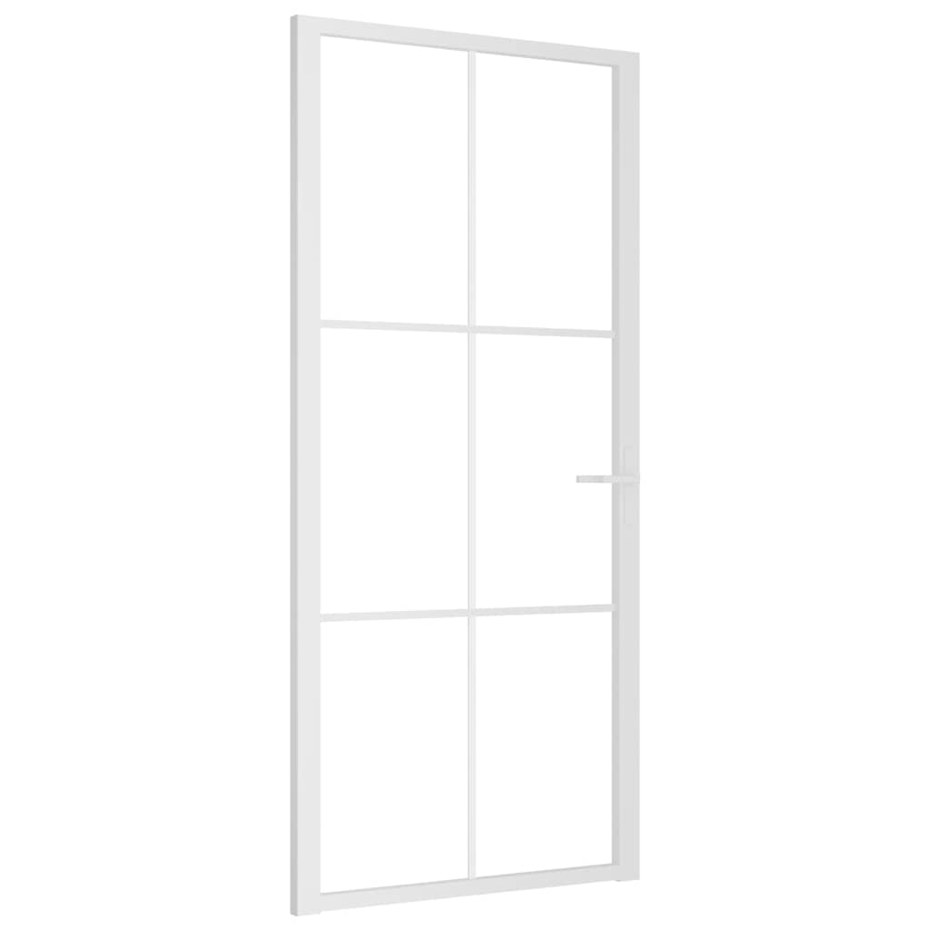 Innentür 93x201,5 cm Weiß ESG-Glas und Aluminium