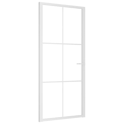 Innentür 93x201,5 cm Weiß ESG-Glas und Aluminium
