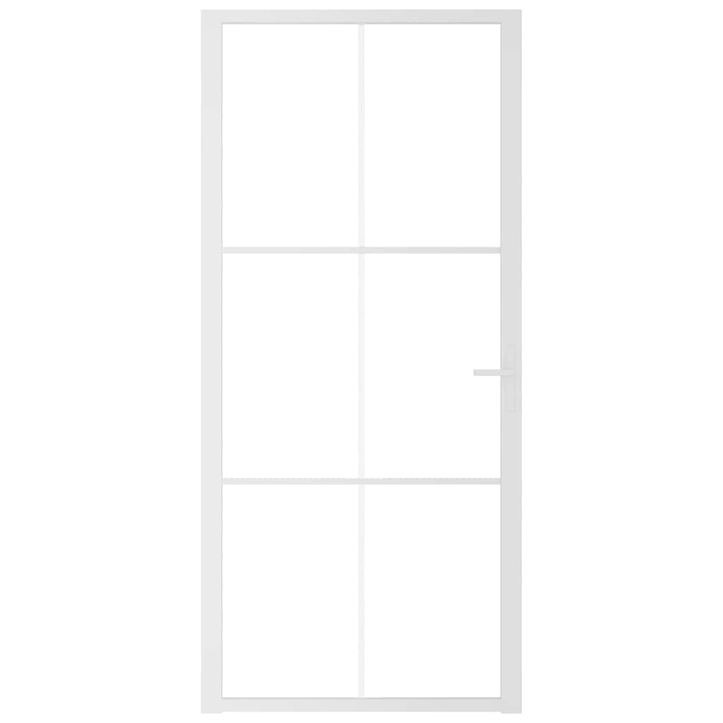 Innentür 93x201,5 cm Weiß ESG-Glas und Aluminium