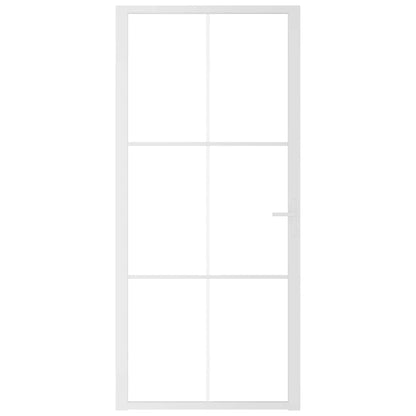 Innentür 93x201,5 cm Weiß ESG-Glas und Aluminium