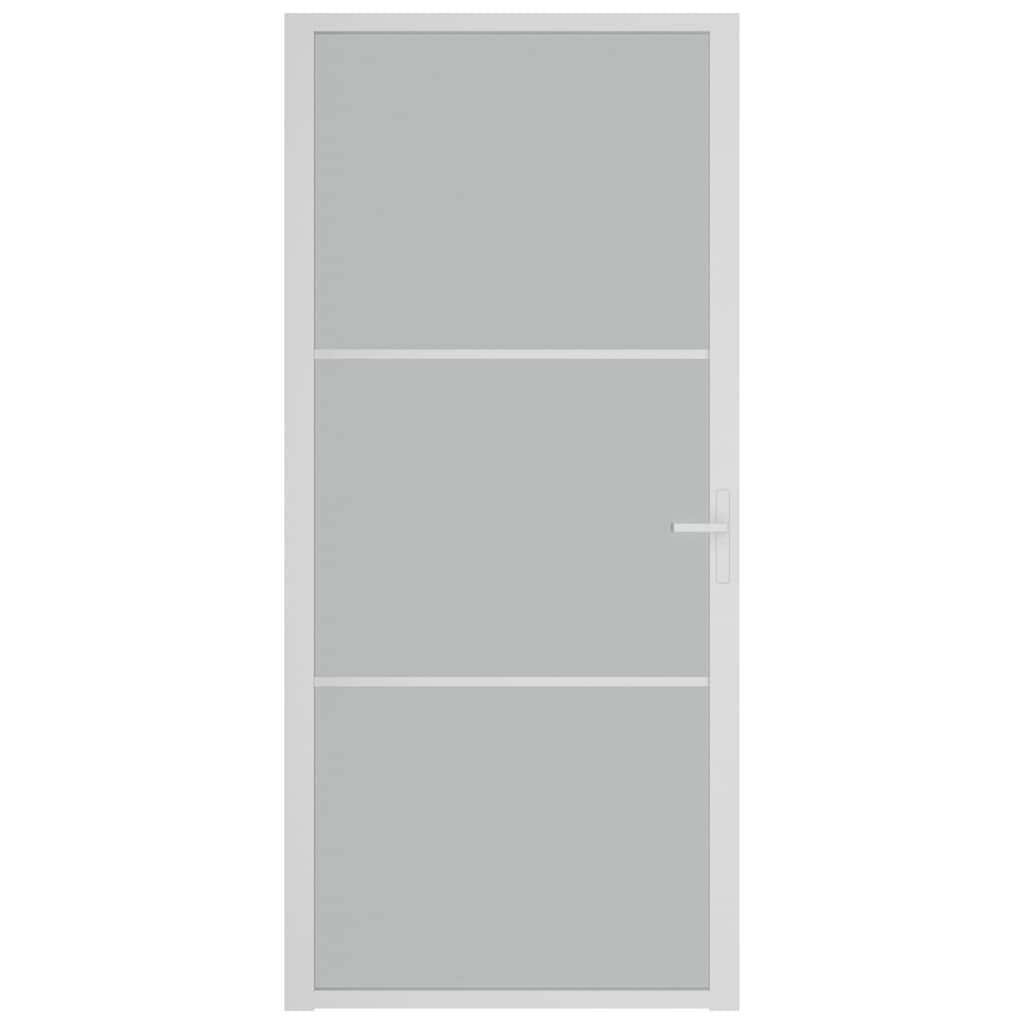 Innentür 93x201,5 cm Weiß Mattglas und Aluminium
