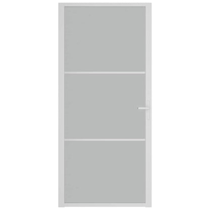 Innentür 93x201,5 cm Weiß Mattglas und Aluminium