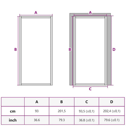 Innentür 93x201,5 cm Weiß Mattglas und Aluminium