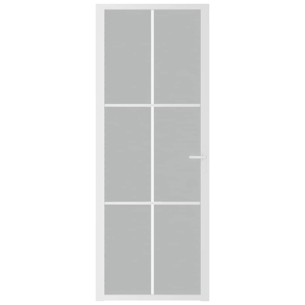 Innentür 76x201,5 cm Weiß Mattglas und Aluminium