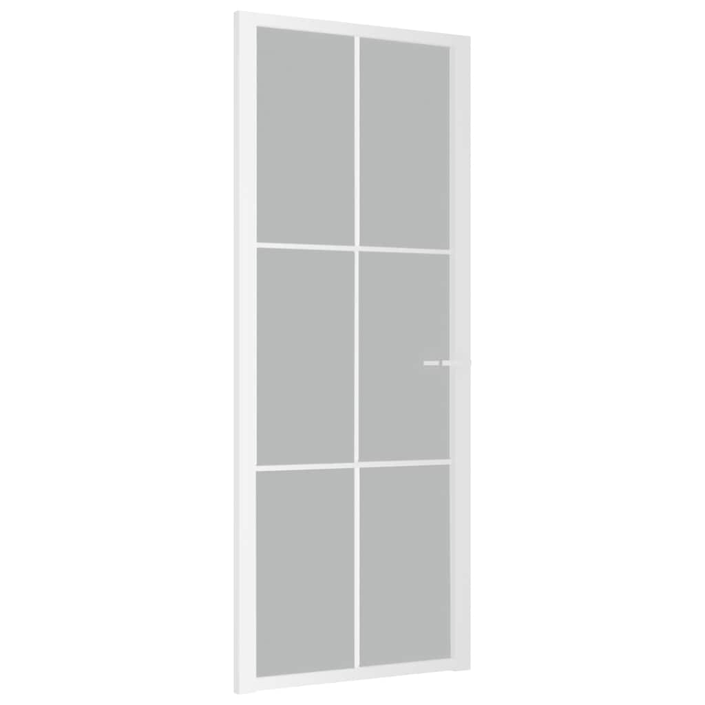 Innentür 83x201,5 cm Weiß Mattglas und Aluminium