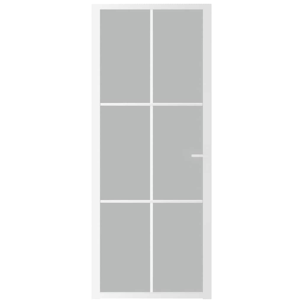 Innentür 83x201,5 cm Weiß Mattglas und Aluminium