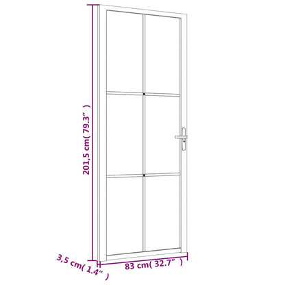 Innentür 83x201,5 cm Weiß Mattglas und Aluminium