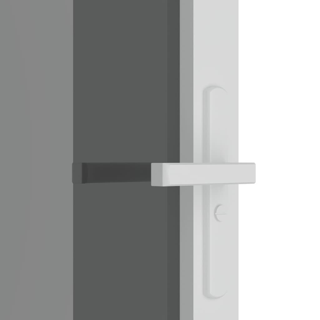 Porte intérieure 102,5x201,5 cm verre trempé blanc et aluminium