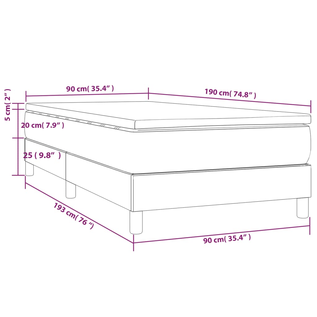 Boxspringbett mit Matratze Creme 90x190 cm Stoff