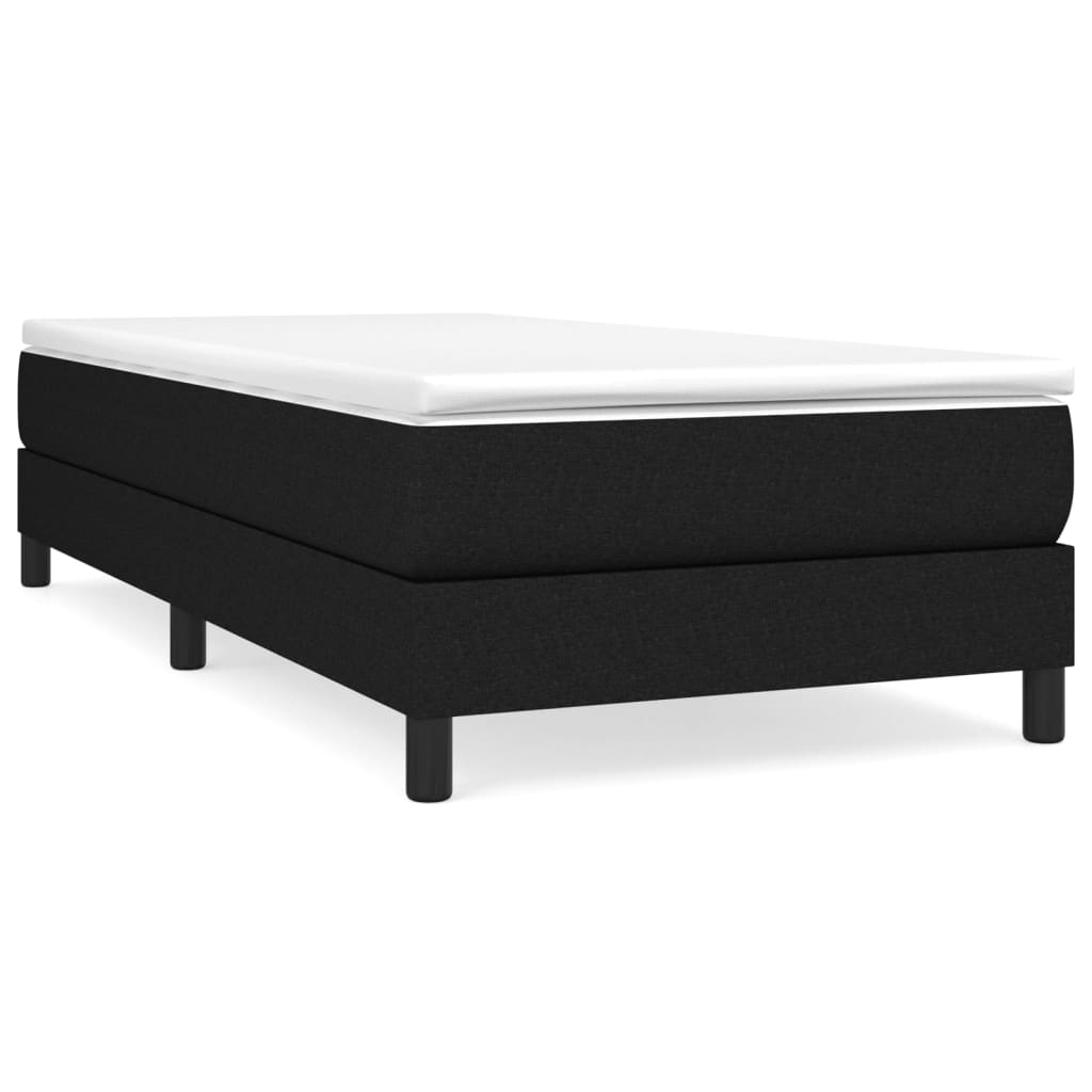 Lit à sommier tapissier avec matelas tissu noir 90x200 cm