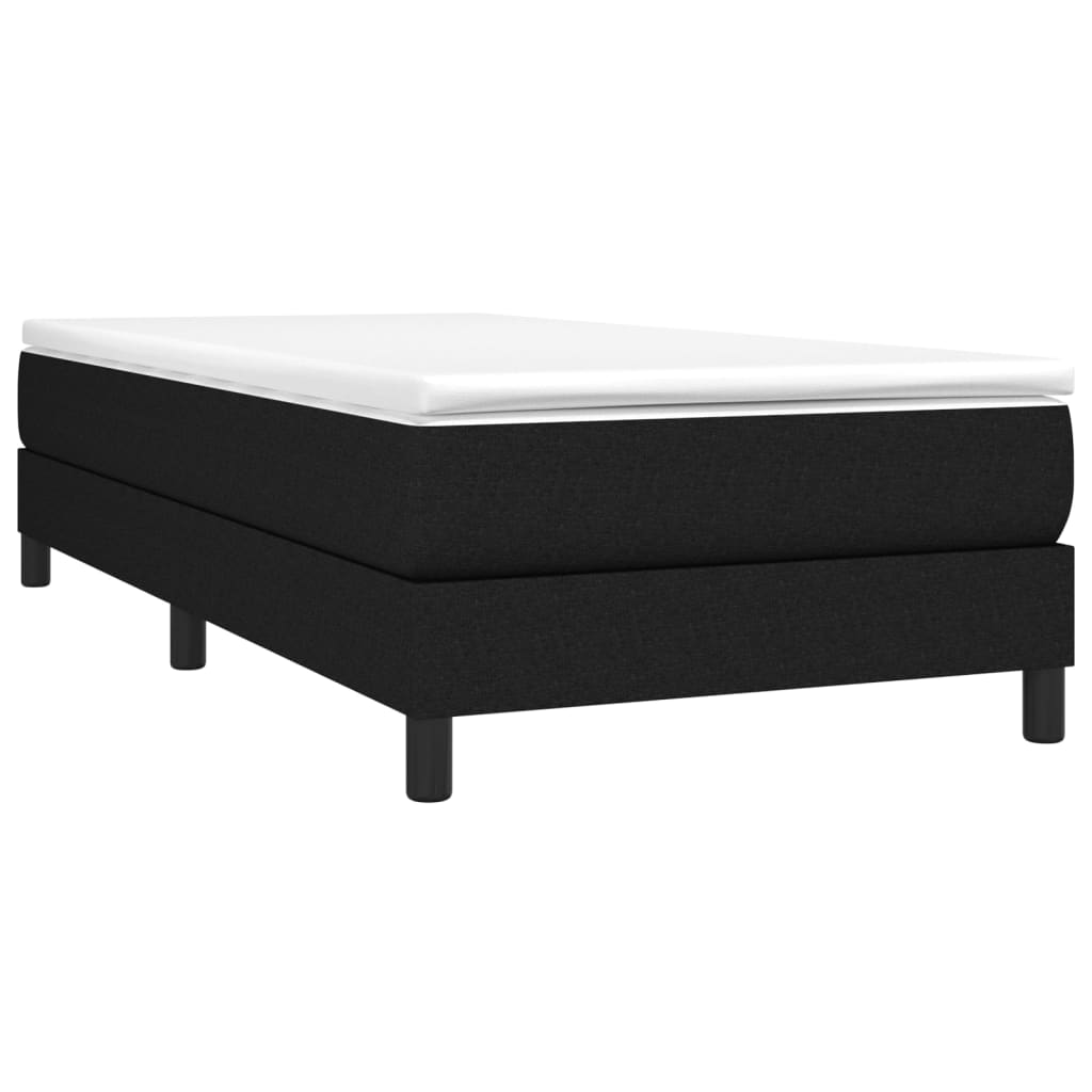 Lit à sommier tapissier avec matelas tissu noir 90x200 cm