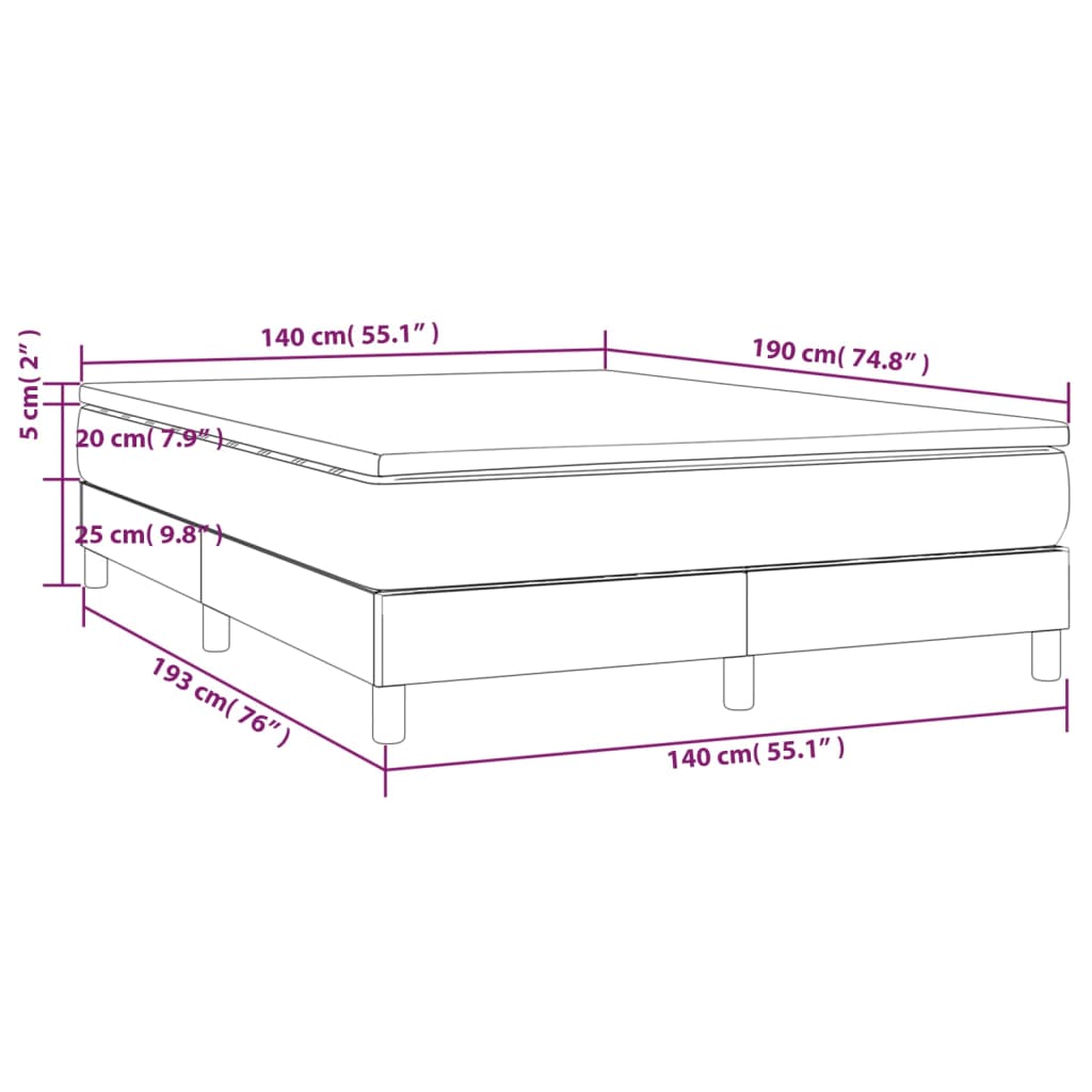 Boxspringbett mit Matratze Schwarz 140x190 cm Stoff