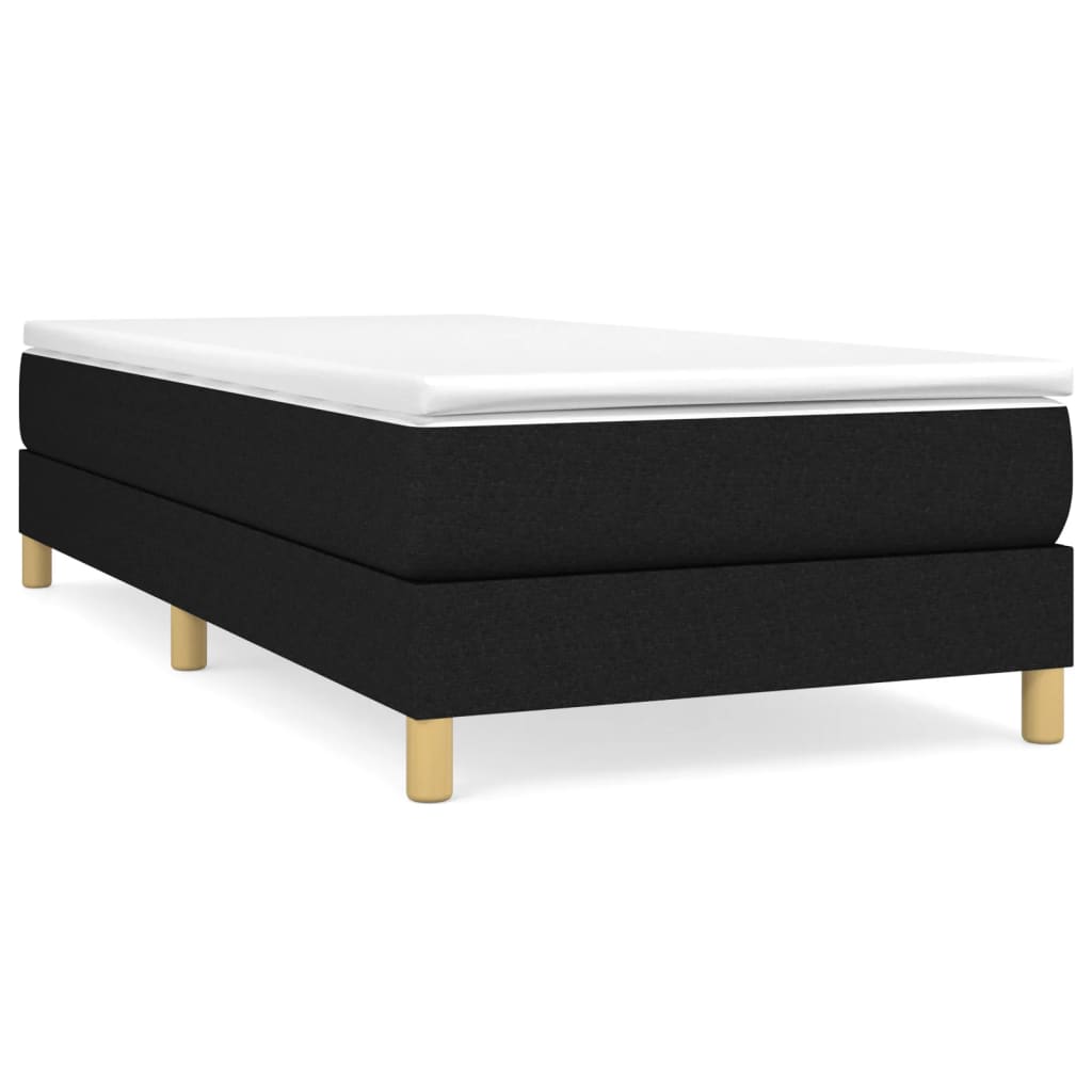 Lit à sommier tapissier avec matelas tissu noir 80x200 cm