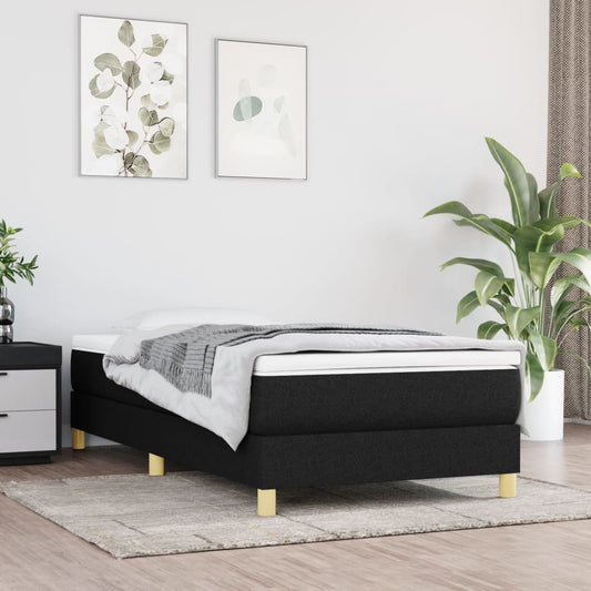 Lit à sommier tapissier avec matelas tissu noir 80x200 cm