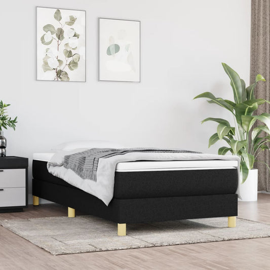 Lit à sommier tapissier avec matelas tissu noir 100x200 cm