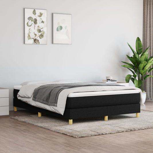 Lit à sommier tapissier avec matelas en tissu noir 140x190 cm