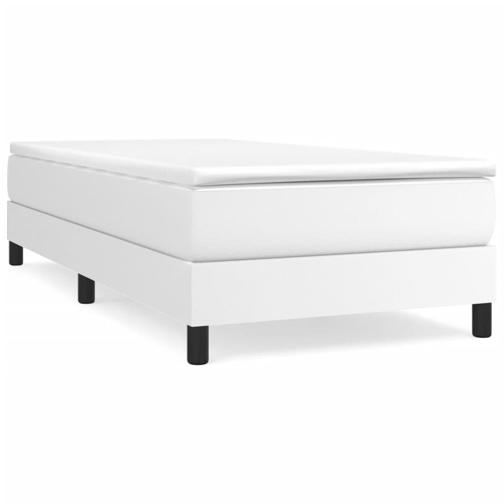 Lit à sommier tapissier avec matelas blanc 90x200 cm en similicuir