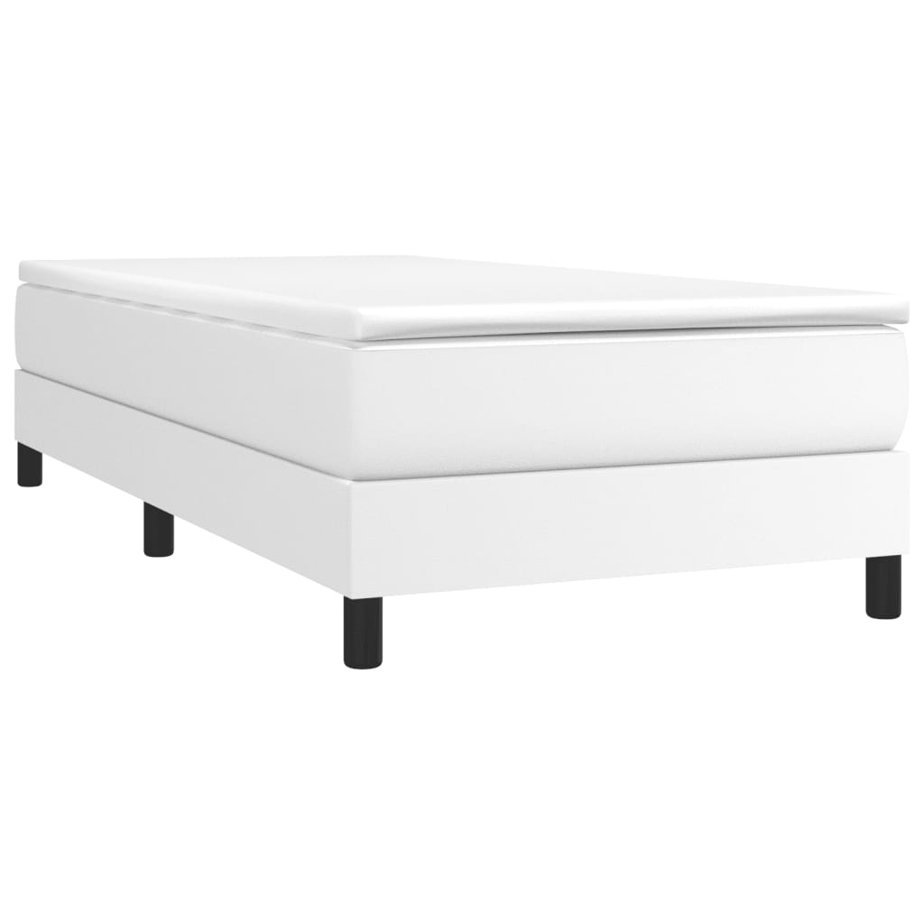 Lit à sommier tapissier avec matelas blanc 90x200 cm en similicuir