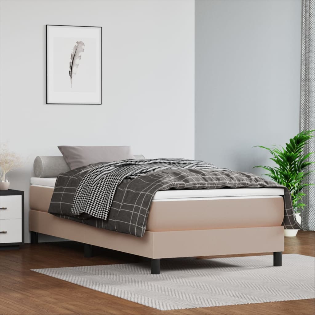 Matelas à sommier tapissier cappuccino-marron 100x200cm cuir artificiel