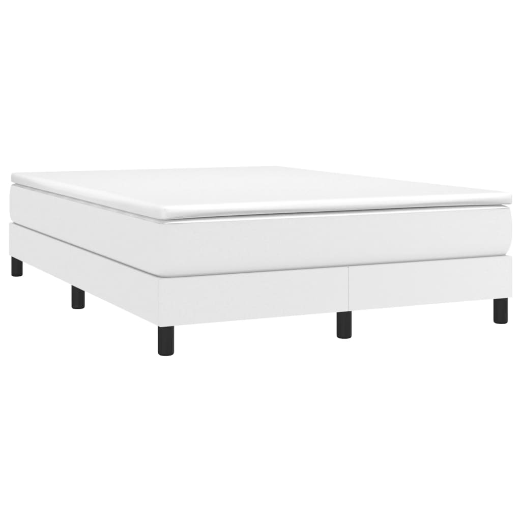 Lit à sommier tapissier avec matelas blanc 140x190 cm en similicuir