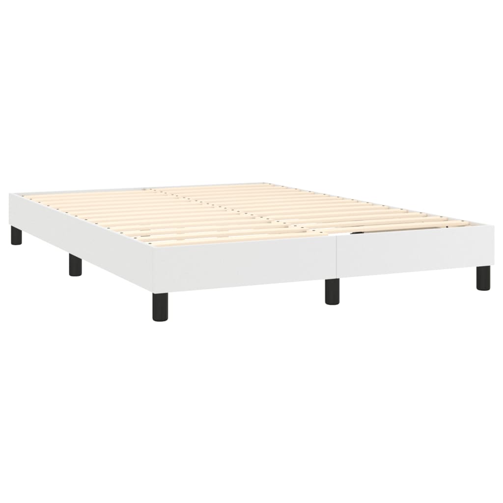 Lit à sommier tapissier avec matelas blanc 140x190 cm en similicuir